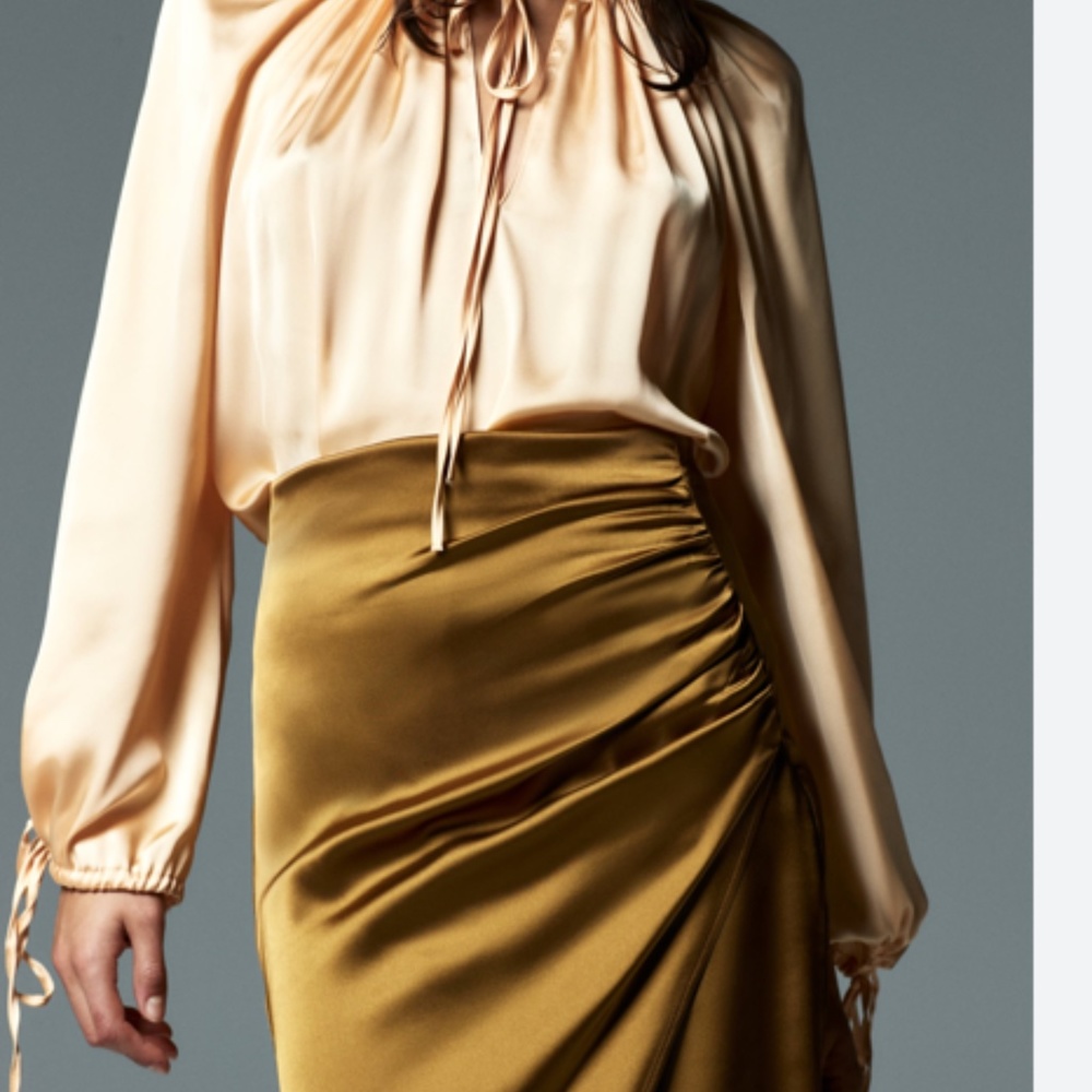 SATIN EFFECT RUCHED SKIRT - Picture 3 of 5